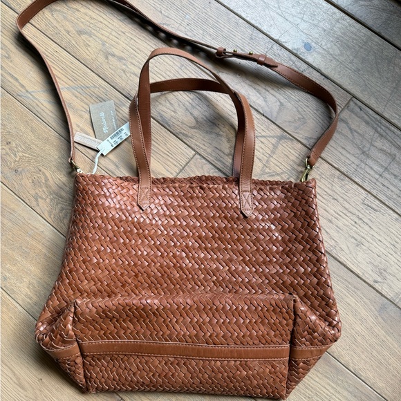 Madewell Woven Leather Transport Tote Bag - burnished caramel size medium - Picture 3 of 6